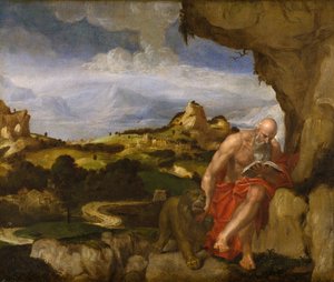 St Jerome i villmarken, midten av 1500-tallet av Lambert Sustris
