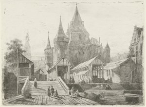 Utsikt over Nieuwmarkt i Amsterdam