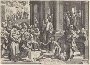Peter og Johannes helbreder den krøplingen ved tempelporten Peter og Johannes helbreder en krøpling ved tempelporten
