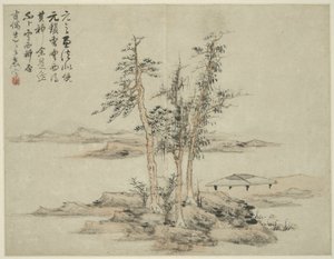 Landskap i stil med eldgamle mestere: etter Ni Zan (1301-1374), Cao Zhibo (1272-1355) av Lan Ying