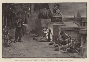 The Houseless Poor of London, en midnattsscene på Themsen av Lance Calkin
