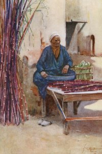 Folket i Egypt: Sukkerrørselger, Baia Kasseb (fargelitografi)