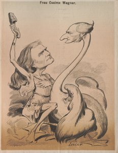 Richard Wagner som Swan og Cosima Wagner som Leda-cover av Die Bombe, 1875. av Laszlo Frecskay