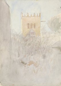 Klokketårn i Strážky II., 1890-1910 av Laszlo Mednyanszky