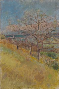 Dal med trær i blomst, 1890-1900 av Laszlo Mednyanszky