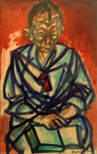 Uten tittel (sjømann Miklós, leser en bok) av Laszlo Moholy Nagy