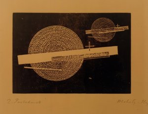 Uten tittel (to sirkler med streker) av Laszlo Moholy-Nagy