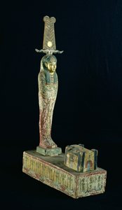 Begravelsesstatuett av Ptah-Sokar-Osiris (malt tre)