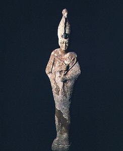 Gesso-dekket trefigur av Osiris, Saite-perioden, 664-525 f.Kr. (tre og gesso) av Late Period Egyptian