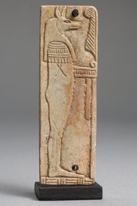 Plakett av Duamutef (fajanse) (se også 325655, 325656 og 325657) av Late Period Egyptian