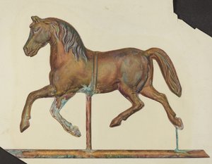 Liten værfane av metall, ca. 1940. av Laura Bilodeau