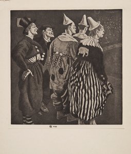 Fem klovner, pub. 1926. av Laura Knight