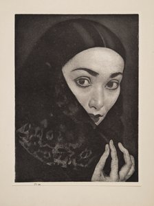 Dame med sjal, pub. 1926. av Laura Knight