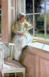 A Looking Out Window (Sunshine) (olje på lerret) av Laura Theresa  Alma Tadema