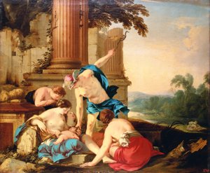 Mercury overlater Bacchus til omsorgen for nymfene, 1638