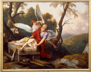 Abraham ofrer sønnen Isaac Maleri av Laurent de La Hyre (1606-1656) 1650 Reims, museum Saint Denis