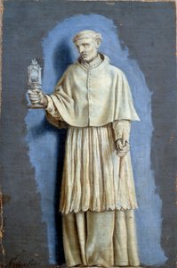 Saint Norbert holder en ostensoire (ostensoir) og et stearinlys Maleri med camaieu på lerret av Laurent de La Hyre (1606-1656) 1600-tallet Søn. 0,35 x 0,23 m Paris. Museet Louvre av Laurent de la Hyre