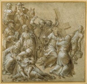 Kristus som bærer sitt kors møter St Veronica (penn og brunt blekk med forhøyning) av Lavinia (attr. to) Fontana