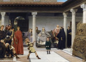 Utdannelsen til barna til Clotilde og Clovis - Peinture de sir Lawrence Alma-Tadema av Lawrence Alma Tadema