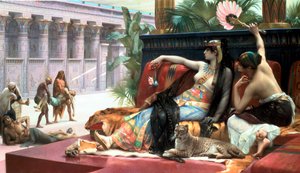 Cleopatra tester gift på de som er dømt til døden, sent på 1800-tallet. av Lawrence Alma Tadema