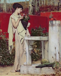 Kvinne med en vase med blomster av Lawrence Alma Tadema