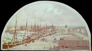 Den store flommen i Chicago i 1849 (olje på lerret)