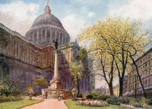 St. Pauls fra det nordøstlige hjørnet av kirkegården (fargelitografi) av Lawrence Deller