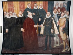 Møte mellom Doge Giacomo Durazzo Grimaldi og spedbarnet Don Juan fra Østerrike (fersk