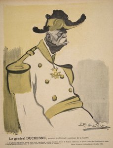 General Duchesne, medlem av krigsrådet, illustrasjon fra 'L'assiette au Beurre: Nos Generaux' av Leal de Camara