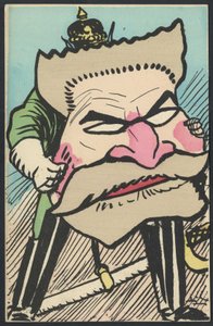 Postkort, satirisk i farger, ca. 1905: Tyskland Preussen, patriotisme - Jaures Jean - Illustrasjon av Leal de Camara (1877-1948) av Leal de Camara