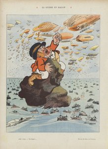 Krigsballonger. Illustrasjon for Le Rire (farge litho) av Leal de Camara