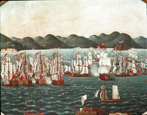 Engelske skip i Rio de Janeiro-bukten (maleri, slutten av 1700-tallet) av Leandro Joachim