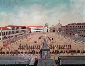 Militærparade på det kongelige torg i Rio de Janeiro i Brasil Akvarell av Leandro Joaquim (1738-1798) Rio de Janeiro fra 1700-tallet, National Historic Museum av Leandro Joachim