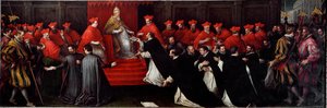 Honorius III, gjorde Cencio Savelli pave fra 1216 til 1227, godkjente i 1216 regelen til Saint Dominica for å grunnlegge Order of Preachers Brothers kjent i dag som dominikanere. Maleri av Leandro Da Ponte dit Leandro Bassano (1557-1622)