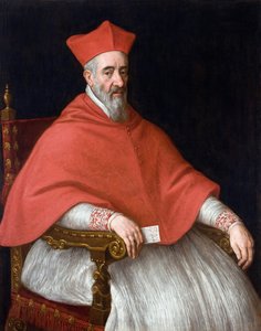 Portrett av kardinal Giovanni Delfino (1545-1622) - Maleri av Leandro Bassano (1557-1622), olje på lerret