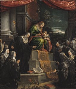 Saint Anne and the Virgin Mary-barn - Saint Anne og Mary som barn, av Bassano, Leandro (1557-1622). Olje på lerret. Størrelse: 117x99cm. Nationalmuseum Stockholm av Leandro da Ponte Bassano