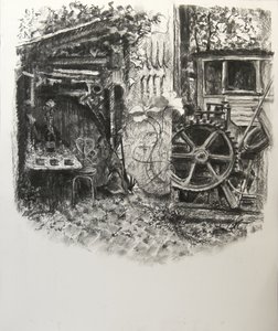 Eel Pie Textures, 2016, (kull på papir) av Lee Campbell