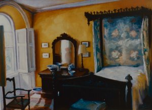 Gullrom 2002 (olje på panel) Gult soverom av Lee Campbell