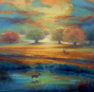 Richmond Park, grønt og gull, 2021 av Lee Campbell