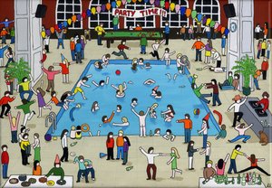 Party Time, 2015, (akryl og blekk på lerret)