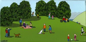 Picnic on the Hill, 2015 (akryl og blekk på lerret)