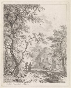 To turgåere på en gård Landskap med figurer (serietittel)