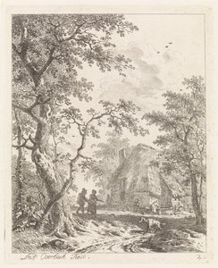 To turgåere på en gård Landskap med figurer (serietittel)