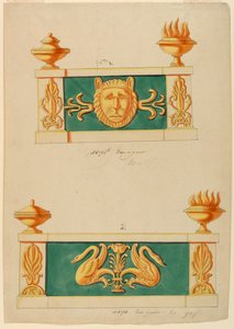 Design for to andirons av Lefebure Manufactory
