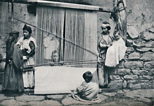 Kabylske vevere og innfødt vevstol, Nord-Algeria, 1912 av Legrand