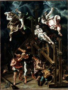 St. Catherines martyrium Jomfruen lider hjulets martyrdød. Maleri av Lelio Orsi (1511-1587) 1560 ca. Sol. 88x66,5 cm Modene, Galleria Estense