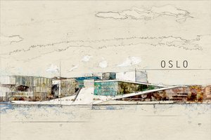 Skisse av Operahuset i Oslo av Lembayung senja studio [Vintage Poster]