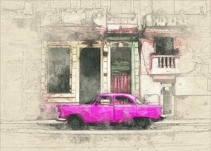 Rosa vintage-trikk av Lembayung senja studio [Vintage Poster]