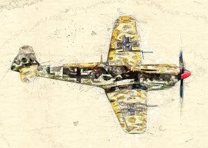 Skisse av et gammelt jagerfly