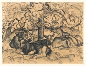 Frukthage med kalver av Leo Gestel (signed by artist)